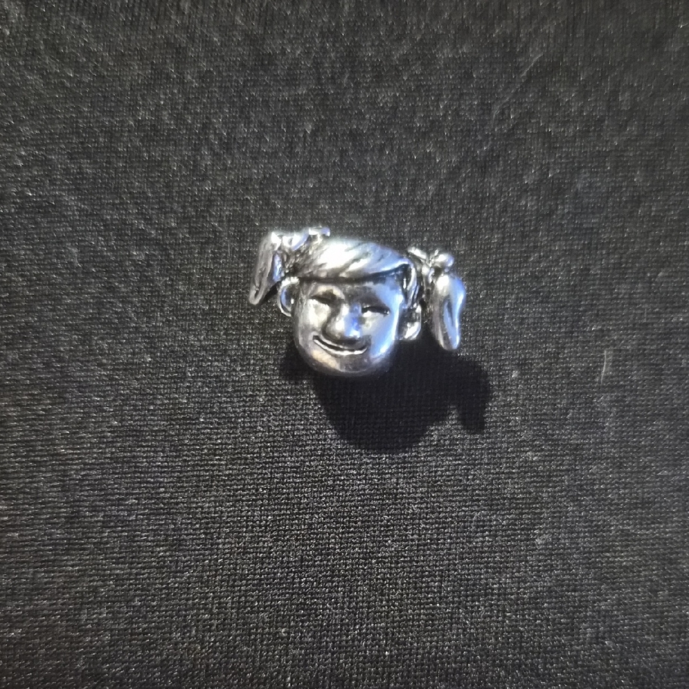 Silver Charm with Girl's Face